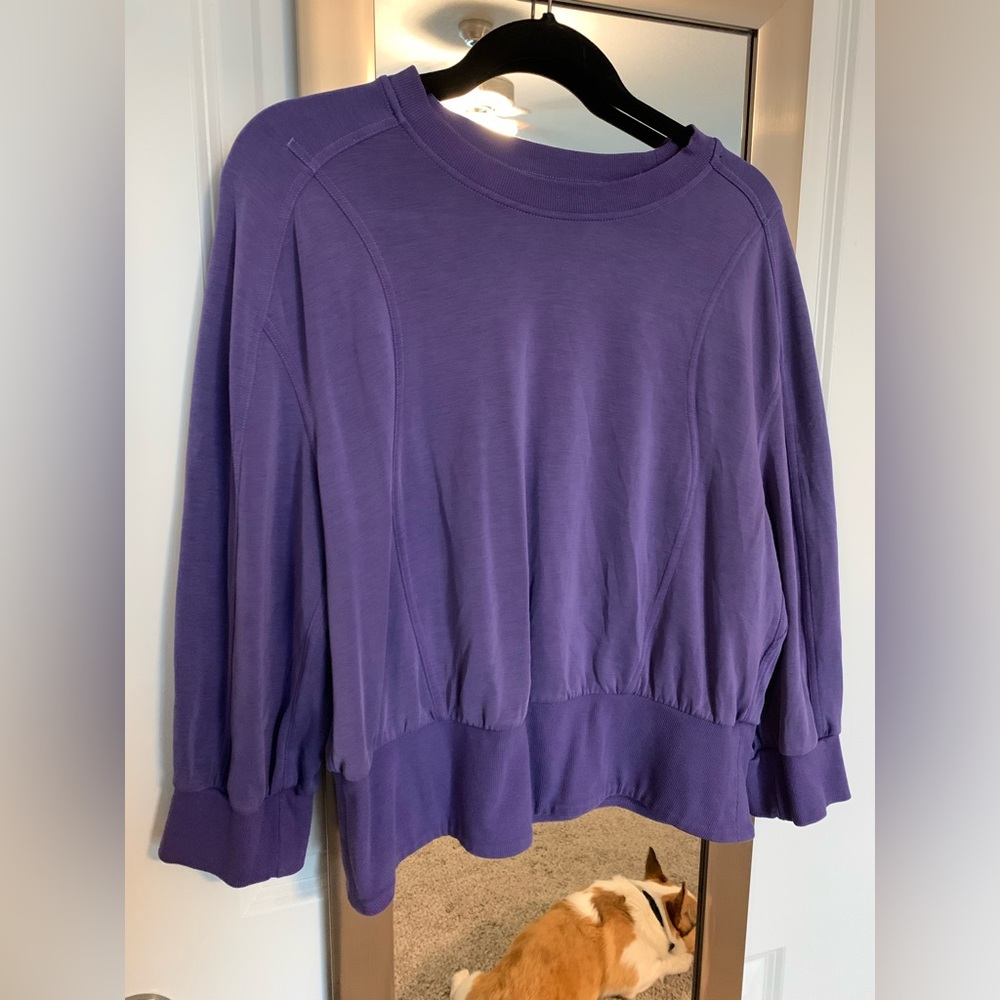 *CUSTOM* Lululemon Softstreme Ribbed Hem Pullover, size 12, bright purple